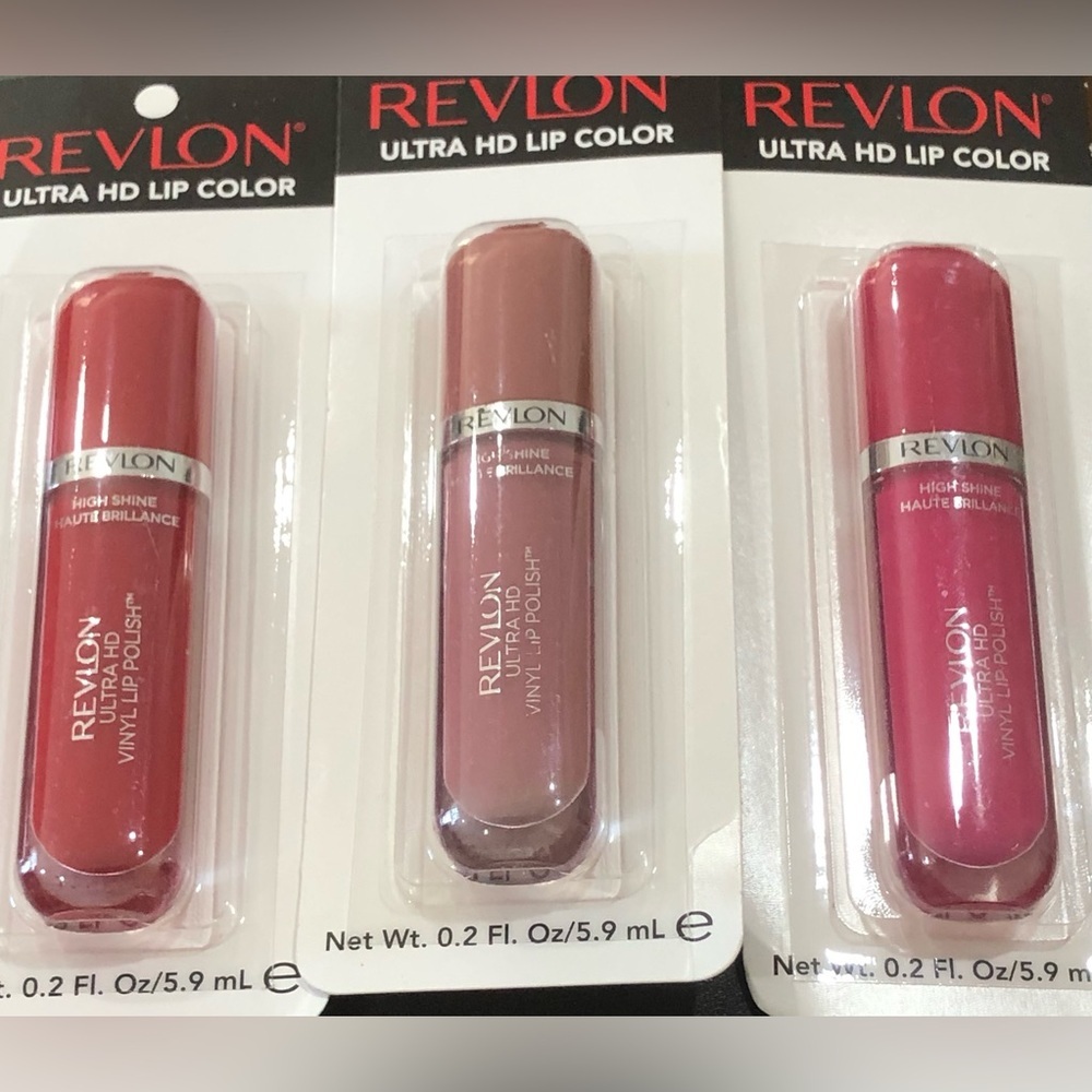 3pack Revlon High Shine Haute Brilliance ultra HD vinyl lip polish new